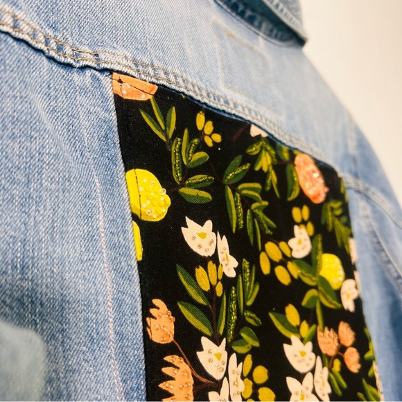 Custom Denim Jacket Citrus Fruit Beaded One of Kind Levi’s Jacket Large - Picture 7 of 16